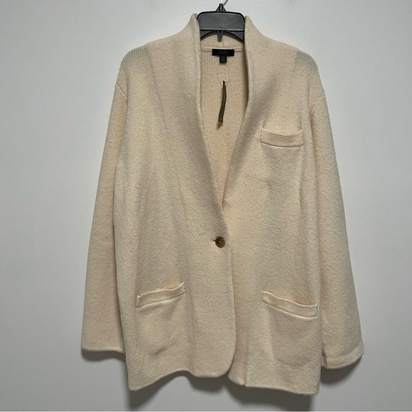 NEW J Crew Cocoon Sweater Blazer Merino Wool Alpaca Ivory Large - Picture 1 of 6